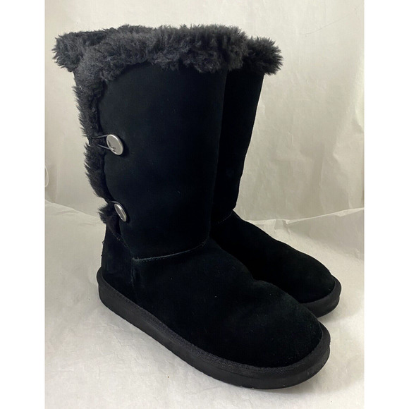 Koolaburra By Ugg Kinslei Black Suede Winter Snow Mid Calf Boot 1096443 … - Picture 2 of 11